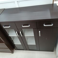 ★ジモティ割あり★  食器棚 ダークブラウン W90×D39×H...