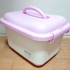 ストレージボックス　収納ケース　ピンク　キャスターつき