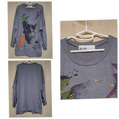 SEAL LAYER 長袖Tシャツ M グレー 頭蓋骨 ガイコツ スカル ドクロの画像