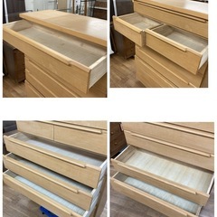ジモティー限定価格！S102 ⭐ 服部家具購入品 7段天然木チェスト 大容量 幅105cm USED の画像