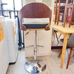 ① ニトリ  背もたれ付きカウンターチェア 合皮シート ブラック 座面高65～80cm★買取帝国 志木店の画像
