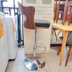 ① ニトリ  背もたれ付きカウンターチェア 合皮シート ブラック 座面高65～80cm★買取帝国 志木店の画像