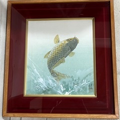 鯉の滝登り 水晶画 美術工芸品 絵 絵画 インテリア 飾り 置物...