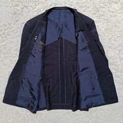 Ermenegildo Zegna ストライプ柄 ダブルブレストジャケット 紺色の画像