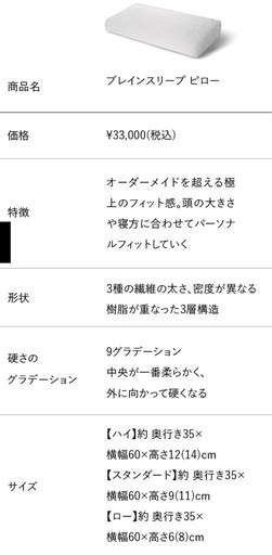 定価33,000円★美品★ブレインスリープ枕LOW（枕カバーなし・洗浄済・保管状態良好）