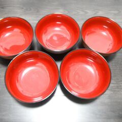 【中古】どんぶり　丼　5個　多用椀　和食器 　合成漆器