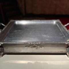 【装飾ライオン脚付き】ビンテージ風 ステンレス製 大型角型サービ...