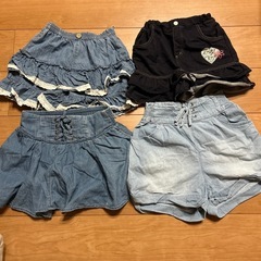 女の子　130 スカート、ハーフパンツ　4着