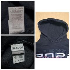GILDAN HEAVY BLEND 長袖黒パーカー S プリントの画像
