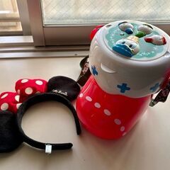 公式ミニーカチューシャとディズニーバケット(クリスマス 電飾)
