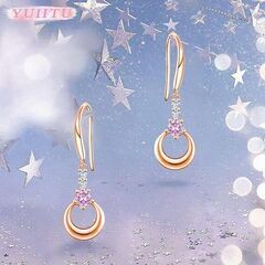 【新品・未使用】YUIITU ピアス レディース 人気 誕生石 ピアス フック 月 揺れる ピアス シルバー 金属アレルギー対応 ピアス 星 可愛い ピアス 女性の画像