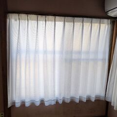 中古】ｶｰﾃﾝ幅170×丈133･2枚＋ｼﾝｸﾞﾙｶｰﾃﾝﾚｰﾙ×2本