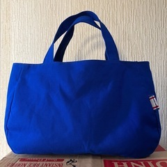 丸底帆布トートバッグ 新品未使用 ハンドメイド 青色 ブルー 0505