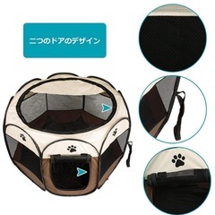 折り畳み ペット サークル 犬 猫 兼用 W ファスナー コンパクト メッシュの画像