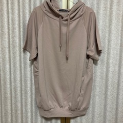 くすみピンク 半袖パーカー M