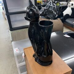 猫の傘立て　No.3002　黒　ポルトガル製　陶器　【リサイクルショップどりーむ荒田店】の画像