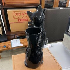 猫の傘立て　No.3002　黒　ポルトガル製　陶器　【リサイクルショップどりーむ荒田店】の画像