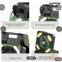 ソーラーファン　LEDライト 緑色　新品未使用の画像