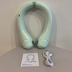 ネックファン★首掛け扇風機 羽根なし 首掛け ハンズフリー グリーン 軽量 4個セットの画像