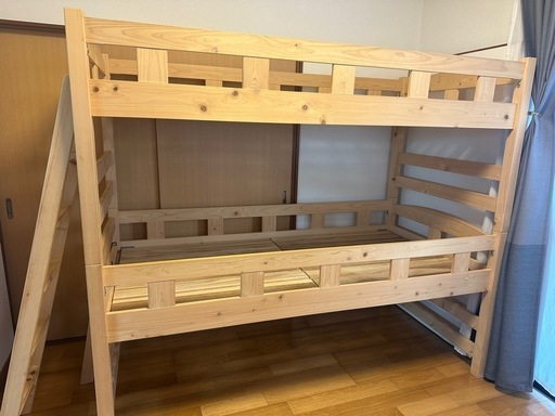 【国産ひのき無垢材】3段ベッド（上2段）