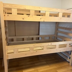 【国産ひのき無垢材】3段ベッド（上2段）