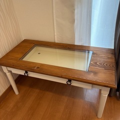 コーヒーテーブル　アンティーク風　ガラス
