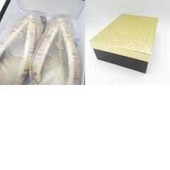 草履 東京浅草【金鷲】キンワシ印 絹鼻緒 Lサイズ シャンパンゴールド 花唐草 24cm 日本製 未使用品 【キモノオフ野々市若松店】の画像