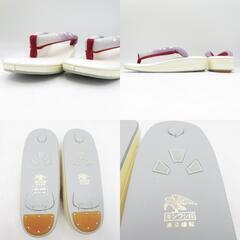草履 東京浅草【金鷲】キンワシ印 刺繍鼻緒 Lサイズ オフホワイト 桜柄 24cm 日本製 未使用品 【キモノオフ野々市若松店】の画像