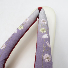 草履 東京浅草【金鷲】キンワシ印 刺繍鼻緒 Lサイズ オフホワイト 桜柄 24cm 日本製 未使用品 【キモノオフ野々市若松店】の画像