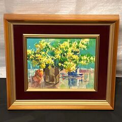 黄色の花の絵　木製フレーム