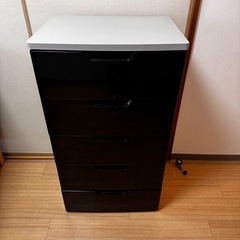 収納ケース　
プラスチックチェスト　五段　ブラック