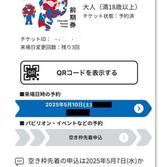 大阪万博2025 チケット 前期券大人1枚
