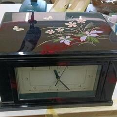 0505-064 時計付小物入れ 印章セット 鏡付き 漆器 