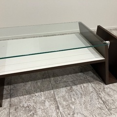 【美品】ガラス天板ローテーブル
