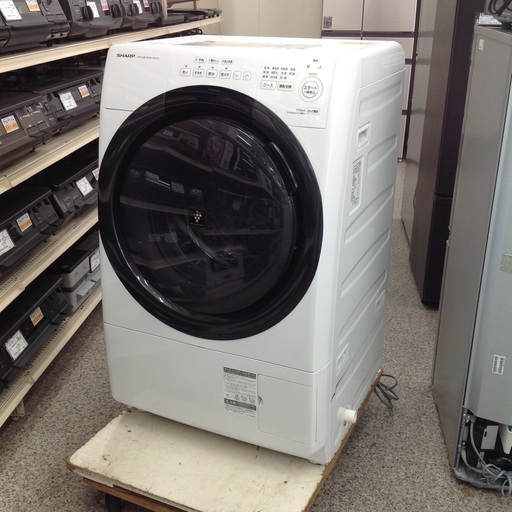 ジモティー見た！で5%OFF【7kg/3.5kg全自動ドラム式洗濯乾燥機】ドラム式洗濯機 洗濯機 洗濯乾燥機 ななめドラム SHARP シャープ　ES-S7H-WL 7kg 2023年製:クリスタルホワイト