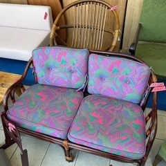 　ビンテージ　ラタンソファー