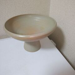 未使用に近い四日市萬古焼 光山焼 高台花器 花瓶 水盤 生け花 華道