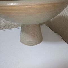 未使用に近い四日市萬古焼 光山焼 高台花器 花瓶 水盤 生け花 華道の画像