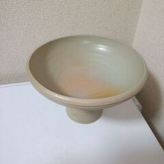 未使用に近い四日市萬古焼 光山焼 高台花器 花瓶 水盤 生け花 華道の画像