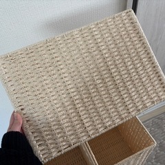手編み風ペーパーバスケット　ニトリ　ナチュラルの画像