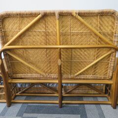 籐製 ラタン ソファー サイズ約 縦63×横150×高90cm ラタン アジアン モダン 椅子 中古 現状の画像