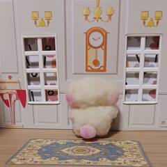 羊毛フェルト 小さなピンクに染まったマルチーズハートには小さなクマさんの画像