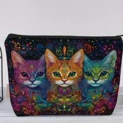 【新品】猫好きさん必見！ボヘミアン猫柄ポーチの画像