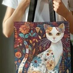 【新品】猫好きさん必見！おしゃれな猫柄キャンバストートバッグ ★...
