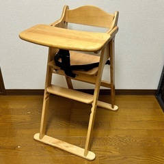 テーブル付 ベビーチェア 折りたたみ ベルト付き 木製