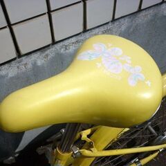 ☆自転車 24インチ ジュニアサイクル 変速無し 子ども用 イエロー×ホワイト 切り替え無し かご付き 札幌 北20条店の画像