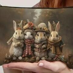 【新品】うさぎさん好き必見！！少し大きめレトロポーチ☆の画像