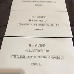 送料無料最新しまむら株主優待券6000円分 期限2026年2月20日