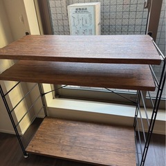 スチール木製シェルフ　木製ラック　ヴィンテージ調　収納家具　②