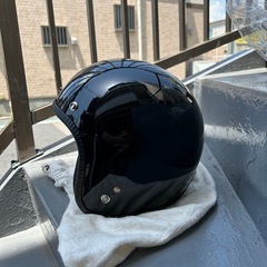 ジェットヘルメットLサイズ　黒　バブルシールド付きの画像